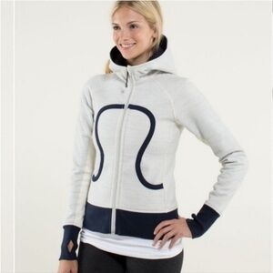 Lululemon Scuba Full Zip White and Navy Hoodie’s Blue